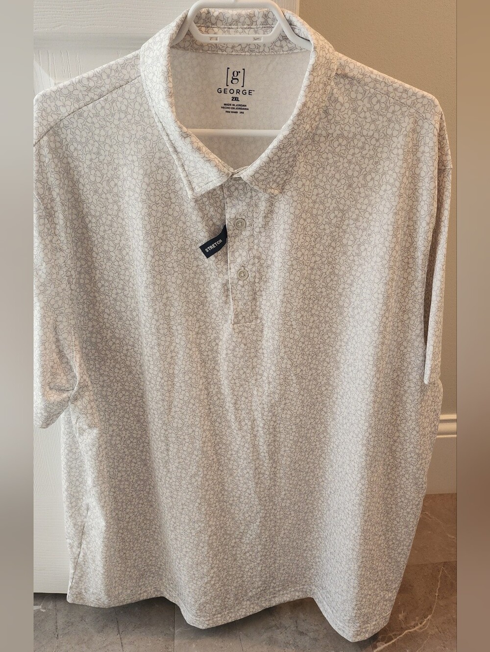 George Men's Light Cream Patterned Polo
